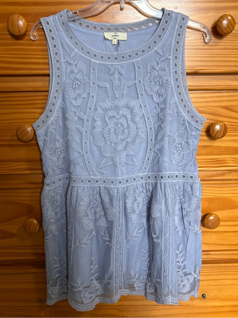 entro light Blue Embroidered Sleeveless top